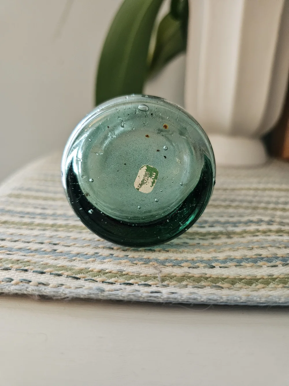 Vintage Teal Green Glass Baby Face Milk Bottle